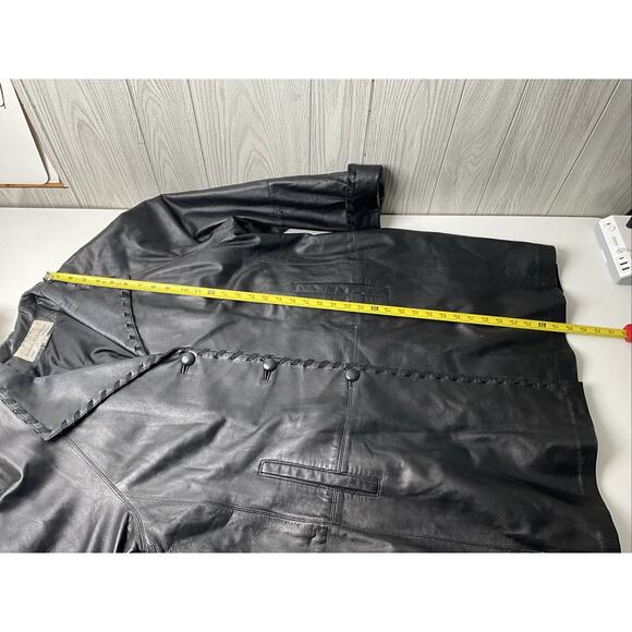 Women's XL Dero by Rocco D'Amelio Vintage Black Leather Mid Length Jacket - Picture 11 of 12